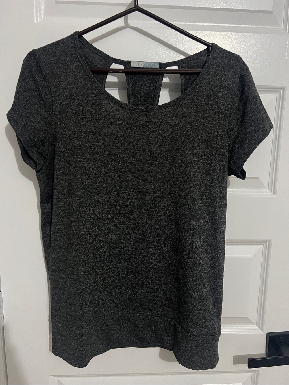 Elle Sport Women’s Charcoal Short Sleeve Tee with Back Keyhole